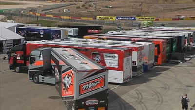 Los equipos ya han llegado al circuito de MotorLand Aragón.