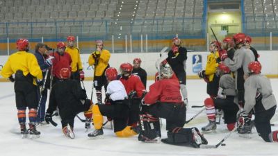 El Club Hielo Jaca durante un partido.