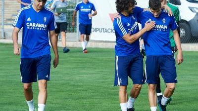 Clemente y Soro en un entrenamiento reciente del Real Zaragoza.
