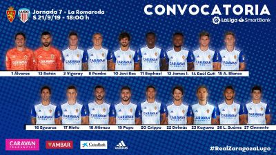 Lista de convocados para el duelo ante el Lugo de este sábado.
