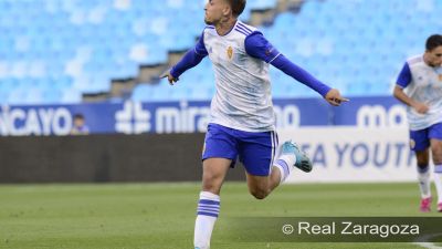 Carbonell celebrando el segundo tanto con el Real Zaragoza DHJ. Foto: Real Zaragoza.