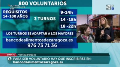 El Banco de Alimentos de Zaragoza necesita 800 voluntarios