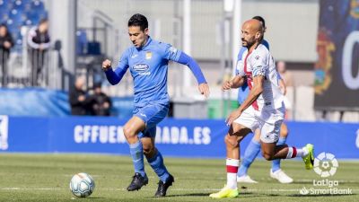 Una imagen del enfrentamiento entre Fuenlabrada y Huesca. Foto: LaLiga