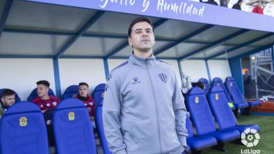 Míchel Sánchez, antes del encuentro ante el Fuenlabrada. Foto: LaLiga