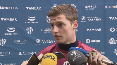 Sergio Gómez en rueda de prensa posterior al entrenamiento.