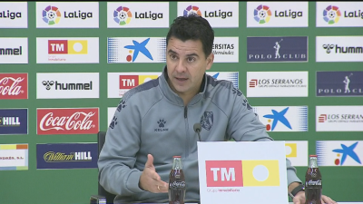 Míchel Sánchez durante la rueda de prensa.