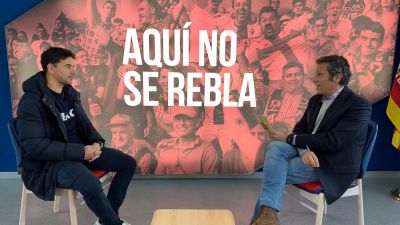 Míchel Sánchez y Pedro Hernández durante la entrevista.