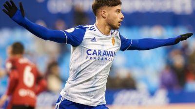 Puado tras marcar el 2-0 del Real Zaragoza. Foto: Real Zaragoza.