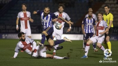 La SD Huesca durante el partido en Ponferrada. Foto: La Liga.
