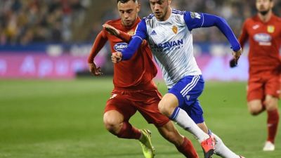 El Real Zaragoza durante el encuentro ante el Fuenlabrada. Foto: Real Zaragoza.