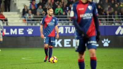 David Ferreriro durante un partido con la SD Huesca.
