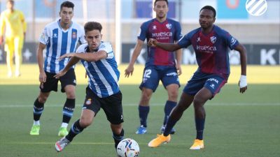 Lance del amistoso entre el Huesca y el Espanyol. Foto: Espanyol.