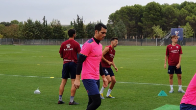 Andrés Fernández, en su primera sesión de trabajo con la SD Huesca.