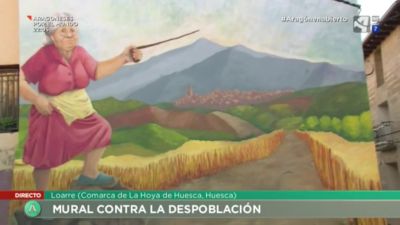Mural contra la despoblación en Loarre - Hoya de Huesca/Plana de Uesca (Huesca)