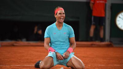Rafa Nadal nada más conquistar la final de Roland Garros.