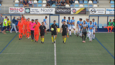 Imagen del encuentro de la pasada temporada en Ejea que finalizó con empate a un gol.