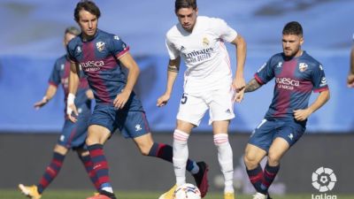La SD Huesca durante un encuentro. Foto: LaLiga.