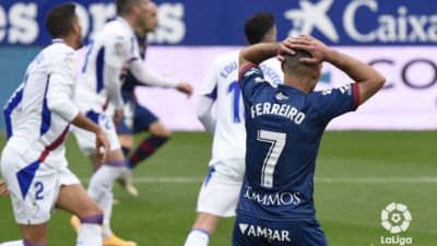 La SD Huesca durante un partido. Foto: LaLiga.