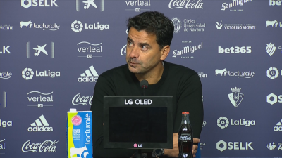 Míchel Sánchez en la rueda de prensa posterior al Osasuna - SD Huesca