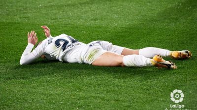 Borja García se lamenta tras una acción en el duelo ante Osasuna del pasado viernes.