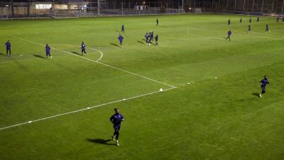 Imagen del entrenamiento del Real Zaragoza de esta tarde