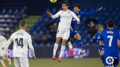 La SD Huesca durante el partido ante el Getafe. Foto: LaLiga.