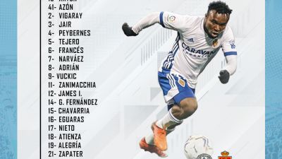 Convocatoria del Real Zaragoza para el encuentro frente al Sabadell