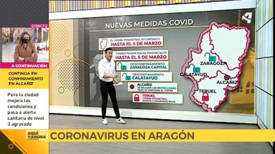 Mapa de Aragón con las nuevas medidas anunciadas por el Gobierno de Aragón.