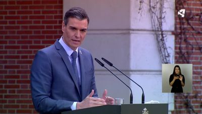 El presidente del Gobierno, Pedro Sánchez, durante la comparecencia de este viernes.