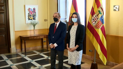 Inés Arrimadas y Javier Lambán