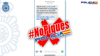 Imagen del SMS fraudulento