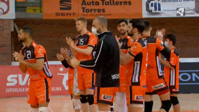 El CV Teruel durante el partido ante el Almería.