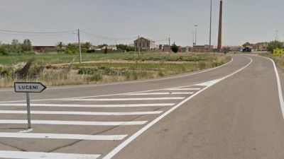 Acceso a Luceni desde una de las carreteras que conectan con el casco urbano.