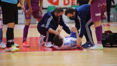 Momento de la lesión de Richi Felipe el pasado fin de semana ante Palma Futsal.