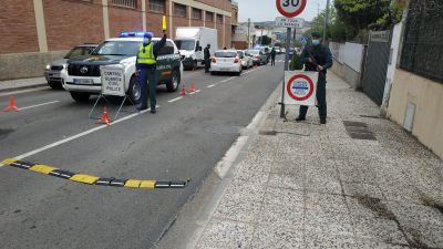 Control de acceso a la localidad de Cuarte de Huerva (Zaragoza).