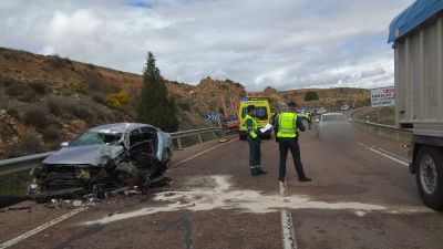 Una imagen del accidente de tráfico ocurrido en Teruel.