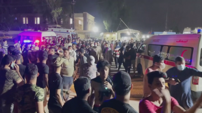 Exterior del hospital afectado tras la explosión.