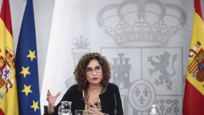 La ministra de Hacienda, María Jesús Montero, durante una rueda de prensa sobre el Plan de Recuperación, Transformación y Resiliencia.