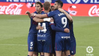 La SD Huesca durante el último partido. Foto: LaLiga.