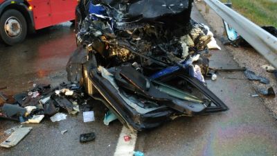 Accidente de tráfico en la N-232, a la altura de el Burgo de Ebro (Zaragoza). Imagen: Guardia Civil