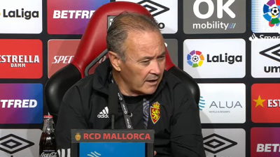 Juan Ignacio Martínez en la rueda de prensa posterior al encuentro frente al Mallorca