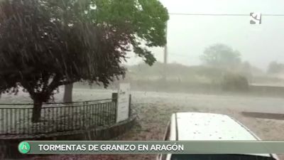 Imágenes del pedrisco caído en Belmonte de Gracián.