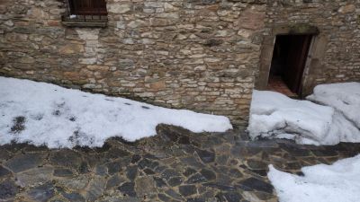 Granizada en las calles de Rodellar (Alcalde de Rodellar, César Sánchez).