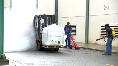 Simulacro de emergencia química en Sabiñánigo (Huesca).