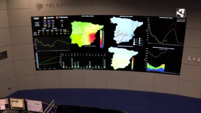 Imagen de un panel en el Centro de Control de Energías Renovables de Red Eléctrica Española.