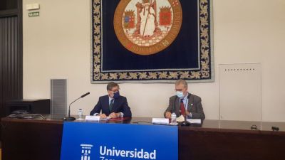 Arturo Aliaga y José Antonio Mayoral en la rueda de prensa de esta mañana.