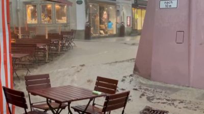Imagen de una calle inundada en una localidad alemana.