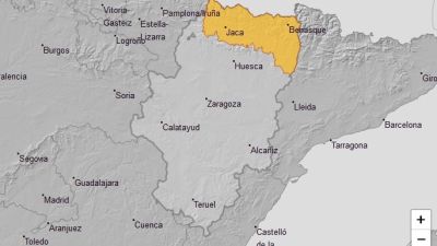 Nivel de aviso naranja en el Pirineo. (Imagen: AEMET).