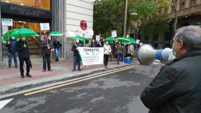 Foto de archivo de una concentración de representantes de CEMSATSE ante la sede de Hacienda del Gobierno de Aragón a finales del pasado año.