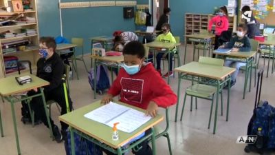 Aula de un colegio aragonés, durante el pasado curso escolar.